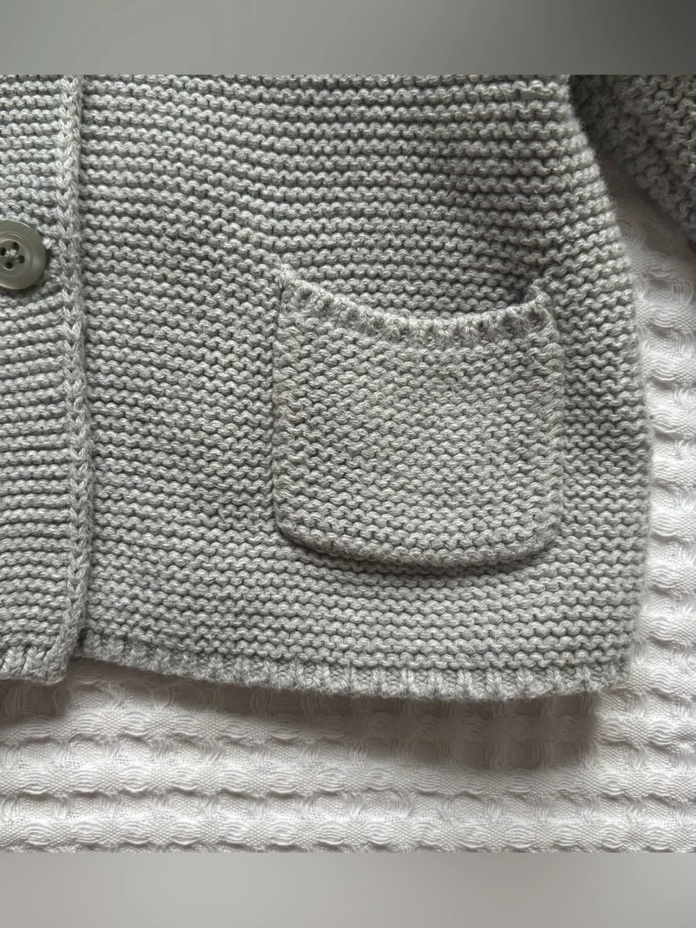 Baby Gap Brannan Bear Cardigan, Gray Cotton Hooded Button Front Sweater, 6-12M